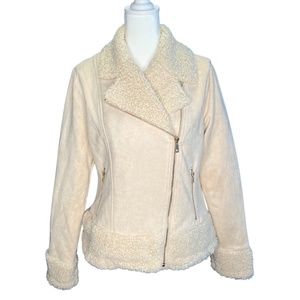NWT Faux Shearling Suede Cream Jacket